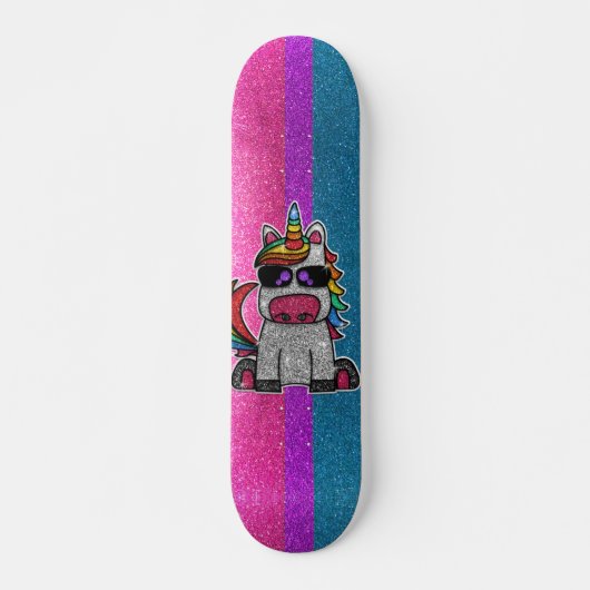Biseksuele Pride Glitter Rainbow Unicorn Persoonlijk Skateboard (Voorkant)