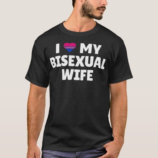 Biseksuele Pride - Ik hou van mijn biseksuele vrou T-shirt (Voorkant)