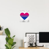 Biseksuele Pride-vlag Hart Poster (Thuiskantoor)