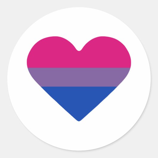 Biseksuele Pride-vlag Hart Ronde Sticker (Voorkant)