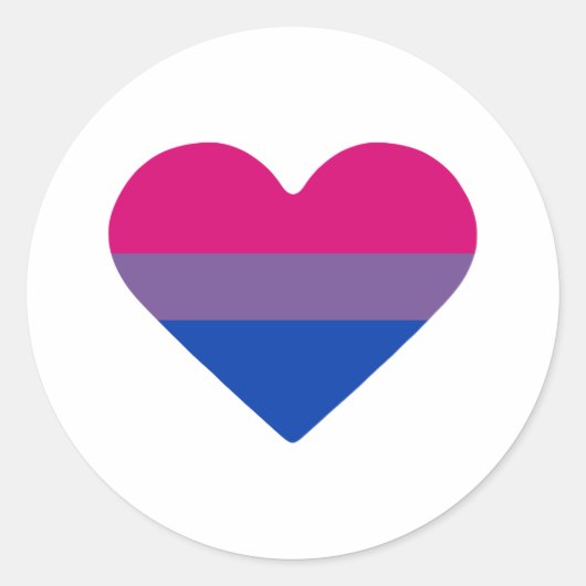 Biseksuele Pride-vlag Hart Ronde Sticker (Voorkant)