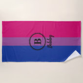 Biseksuele Pride Vlag Zwarte Aangepaste Monogram L Strandlaken (Voorkant)