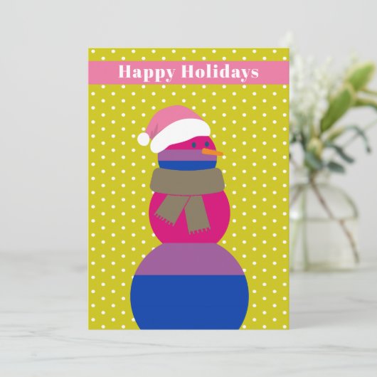 Biseksuele sneeuwman sneeuwvrouw kerst Kaart (Staand voorkant)
