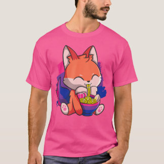 Biseksuele trots Bi Kawaii Fox Ramen Noodles Bisex T-shirt
