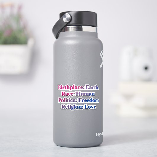 Biseksuele trots - Geboorteplaats: Aarde. Ras: Men Sticker (HydroFlask)