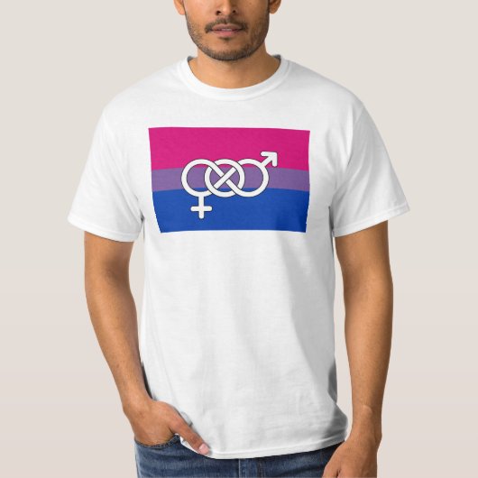 Biseksuele trots-symbool vlag t-shirt (Voorkant)