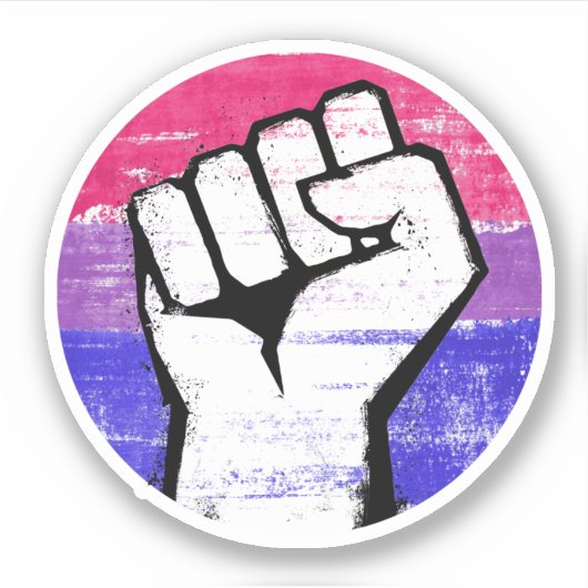 Biseksuele trots vuist cirkelprint sticker (Voorkant)