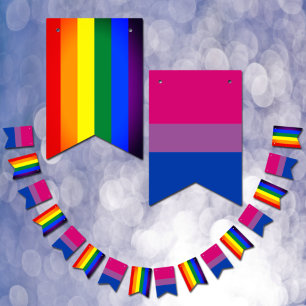 Biseksuele vlag en regenboog vlag, vlag van pride/ vlaggetjes