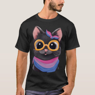 Biseksuele Vlag Kleuren een Schattigee Kat voor Bi T-shirt