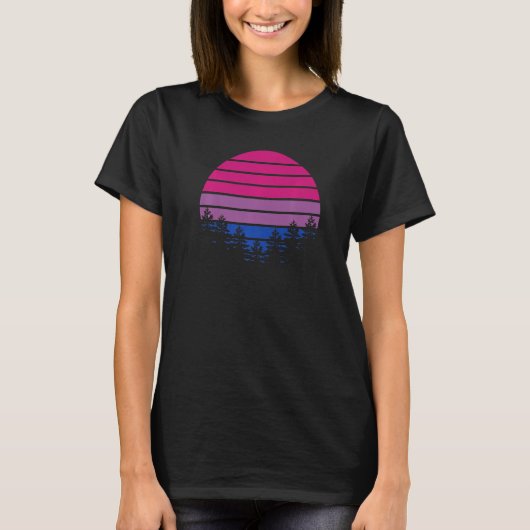 Biseksuele Vlag Retro Zonsondergang Lgbt Bi Pride T-shirt (Voorkant)