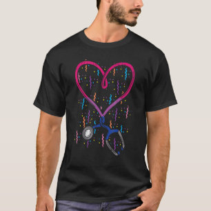 Biseksuele Vlag Stethoscoop Hart Verpleegkundige R T-shirt