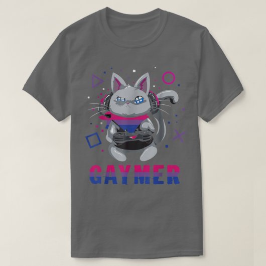 Biseual Gaymer Geek Pride Lesbian Trans Cat Video T-shirt (Design voorkant)