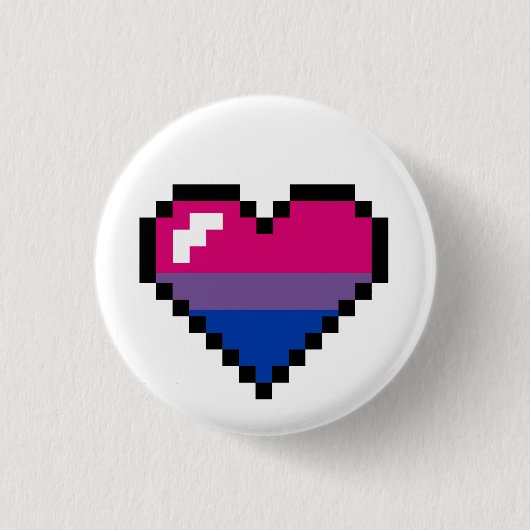 Bisexual 8-bits Retro Pride Heart Ronde Button 3,2 Cm (Voorkant)