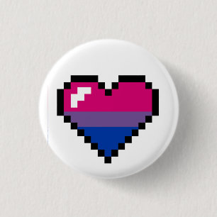 Bisexual 8-bits Retro Pride Heart Ronde Button 3,2 Cm