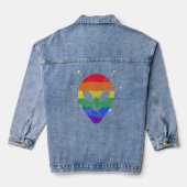 Bisexual Alien Face Extraterrestrial Head LGBT Gay Denim Jacket (Achterkant)