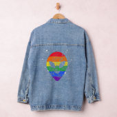 Bisexual Alien Face Extraterrestrial Head LGBT Gay Denim Jacket (Hangar)