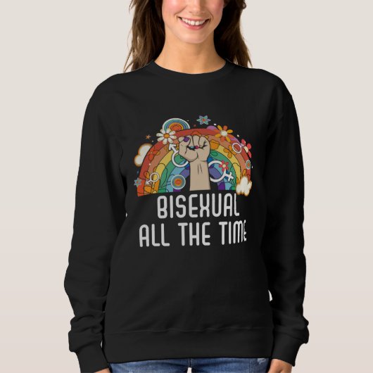Bisexual All The Time Rainbow Pride Bisexuality LG Trui (Voorkant)