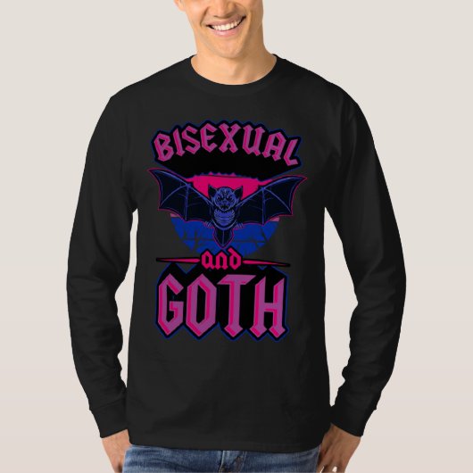 Bisexual And Goth Gothic Emo Bat Pride LGBTQ Hallo T-shirt (Voorkant)