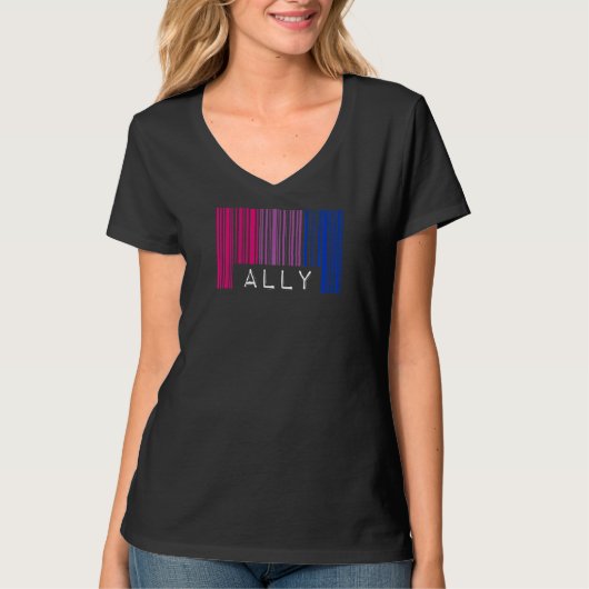 Bisexual Barcode Pride Ally Queer Aesthetische Lgb T-shirt (Voorkant)
