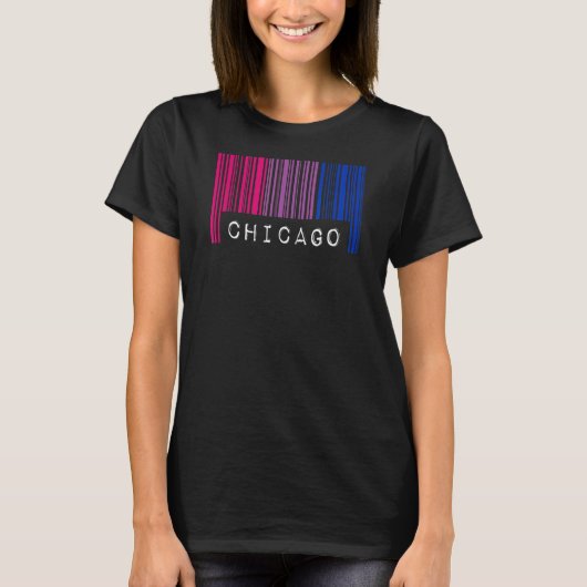 Bisexual Barcode Pride Chicago Illinois Queer Aest T-shirt (Voorkant)