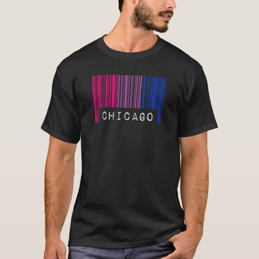 Bisexual Barcode Pride Chicago Illinois Queer Aest T-shirt (Voorkant)