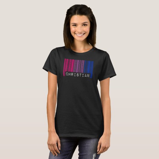 Bisexual Barcode Pride Christelijk Queer Aesthetis T-shirt (Voorkant volledig)
