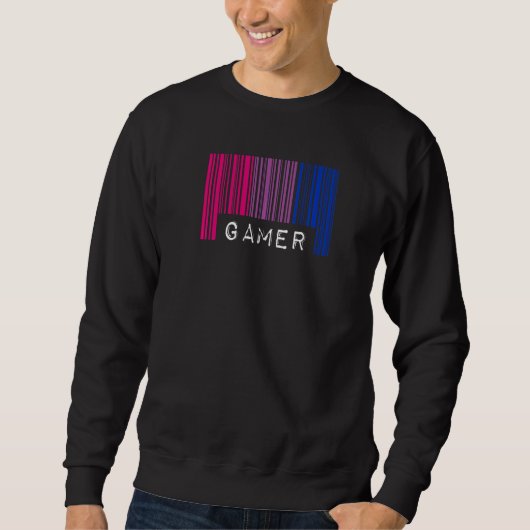 Bisexual Barcode Pride Gamer Nerd Queer Aesthetisc Trui (Voorkant)