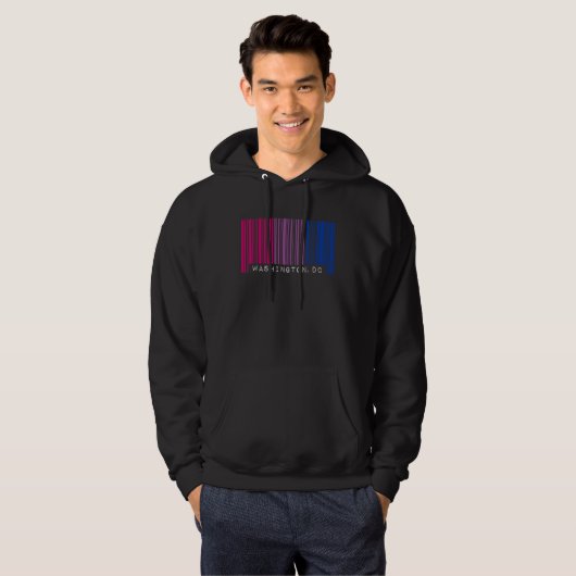 Bisexual Barcode Pride Washington DC Queer Aesthet Hoodie (Voorkant volledig)