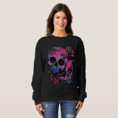 Bisexual Bi Pride Flag Gothic Skull Trui (Voorkant volledig)