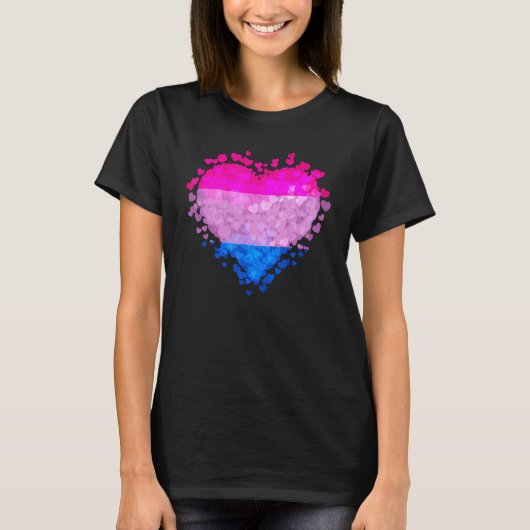 Bisexual Bi Pride Flag Hearts Valentines Day T-shirt (Voorkant)