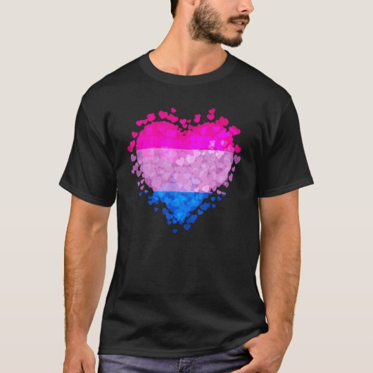 Bisexual Bi Pride Flag Hearts Valentines Day T-shirt (Voorkant)