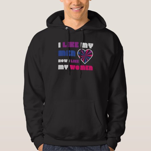 Bisexual Bi Pride Flag Ik hou van mijn Mannen hoe  Hoodie (Voorkant)