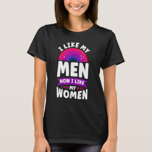 Bisexual Bi Pride Flag Ik hou van mijn Mannen hoe  T-shirt