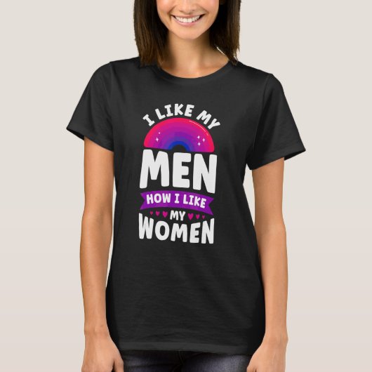 Bisexual Bi Pride Flag Ik hou van mijn Mannen hoe  T-shirt (Voorkant)
