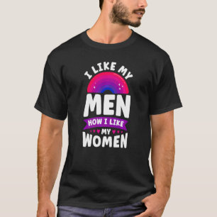 Bisexual Bi Pride Flag Ik hou van mijn Mannen hoe  T-shirt