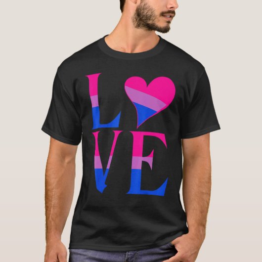 Bisexual Bi Pride Flag Love Support Mannen Vrouwel T-shirt (Voorkant)