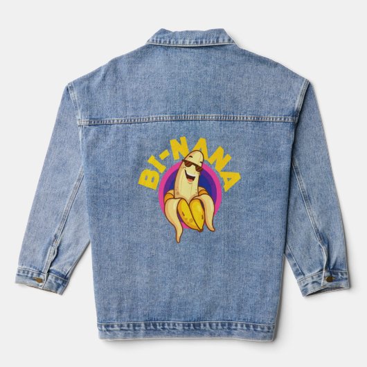 Bisexual Bi Pride Flag Pun Banana Bi Nana Denim Jacket (Achterkant)