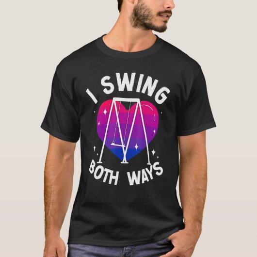 Bisexual Bi Pride Flag Pun Swing I Swing Beide man T-shirt (Voorkant)