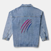 Bisexual Bi Pride Flag Scratch Scar Denim Jacket (Achterkant)
