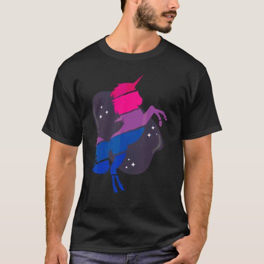 Bisexual Bi Pride Flag Unicorn T-shirt (Voorkant)