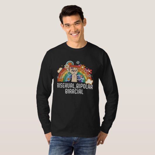Bisexual Bipolar Biracial Rainbow Pride Bisexualit T-shirt (Voorkant volledig)