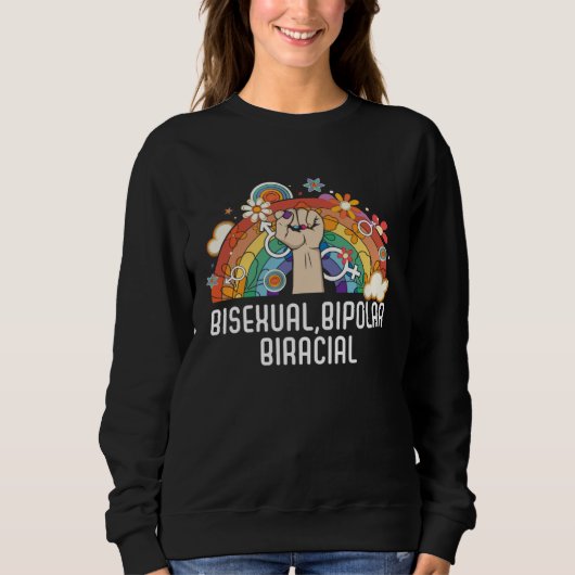 Bisexual Bipolar Biracial Rainbow Pride Bisexualit Trui (Voorkant)
