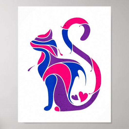 Bisexual Cat LGBT Ally Support Cat Lover Pride Mon Poster (Voorkant)