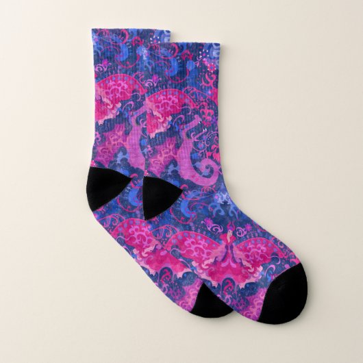 Bisexual Dragon Damask - Bi Pride Flag Colors Sokken (Paar)