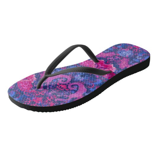 Bisexual Dragon Damask - Bi Pride Flag Colors Teenslippers (Schuin)