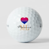 Bisexual Flag Heart & Pride Golf monogrammed /LGBT Golfballen (Voorkant)