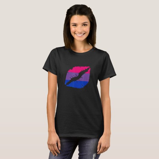 Bisexual Flag Lips LGBTQ Bisexual Pride Bi Pride B T-shirt (Voorkant volledig)