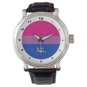 Bisexual Flag & Pride community / monogramed flag Horloge