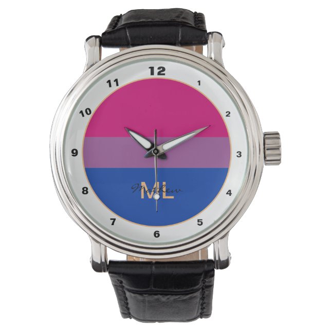 Bisexual Flag & Pride community / monogramed flag Horloge (Voorkant)