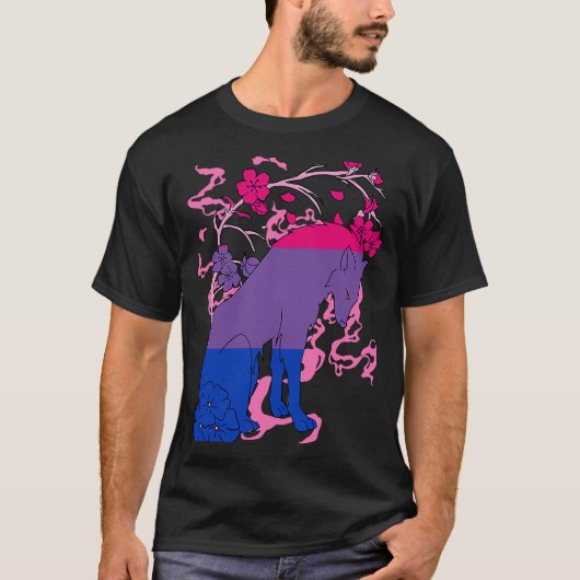Bisexual Fox Flower Bi Pride Bisexuality LGBTQ BIS T-shirt (Voorkant)